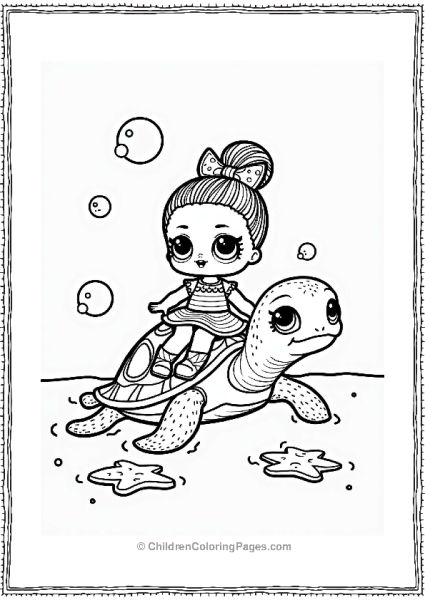 LOL Surprise Doll Riding A Sea Turtle Free PDF Printable
