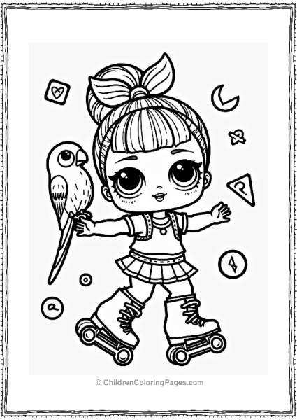 LOL Surprise Doll Roller Skating With Parrot Free PDF Printable