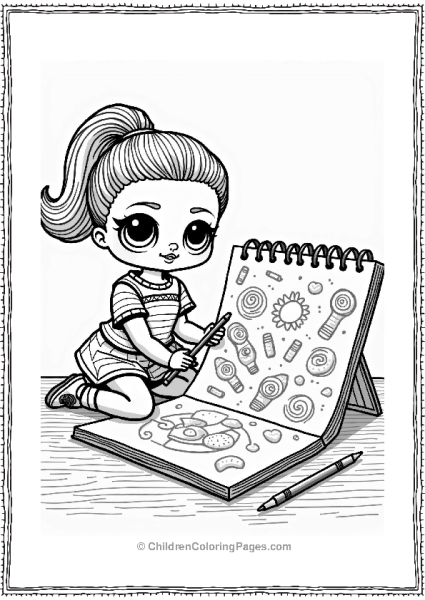 LOL Surprise Doll Sketching In A Notebook Free PDF Printable
