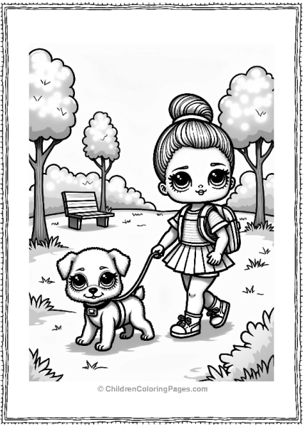 LOL Surprise Doll Walking Her Puppy In The Park Free PDF Printable