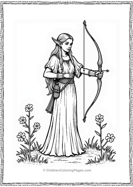 Lord Of The Rings Beautiful Elf With A Bow Free PDF Printable