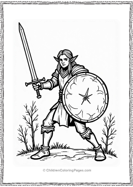 Lord Of The Rings Brave Elf Warrior With Sword And Shield Free PDF Printable