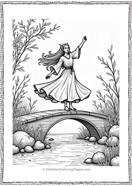 Lord Of The Rings Dancing Elf On A Bridge Free PDF Printable