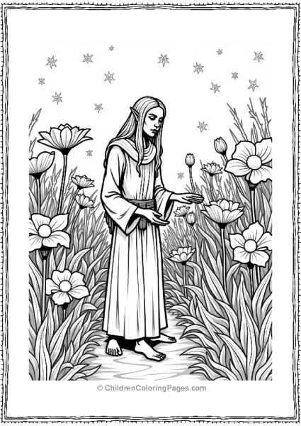 Lord Of The Rings Elven Garden With Glowing Flowers Free PDF Printable