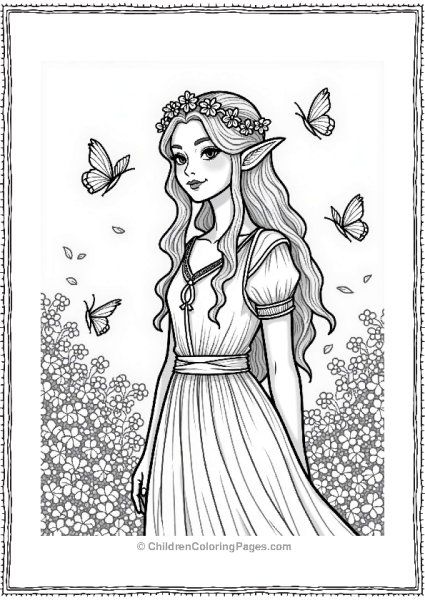 Lord Of The Rings Elven Princess With Flower Crown Free PDF Printable