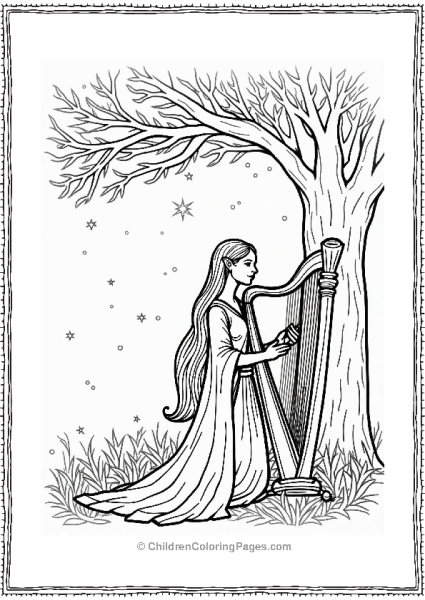 Lord Of The Rings Ethereal Elf In A Moonlit Glade Free PDF Printable