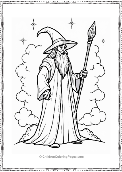 Lord Of The Rings Gandalf The Grey In A Cloudy Sky Free PDF Printable