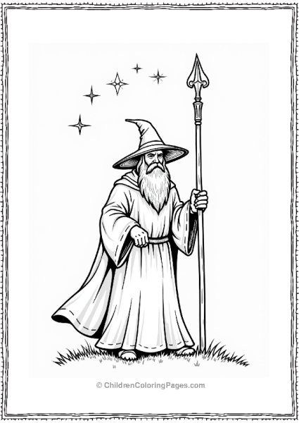 Lord Of The Rings Gandalf The Grey Under A Starry Sky Free PDF Printable