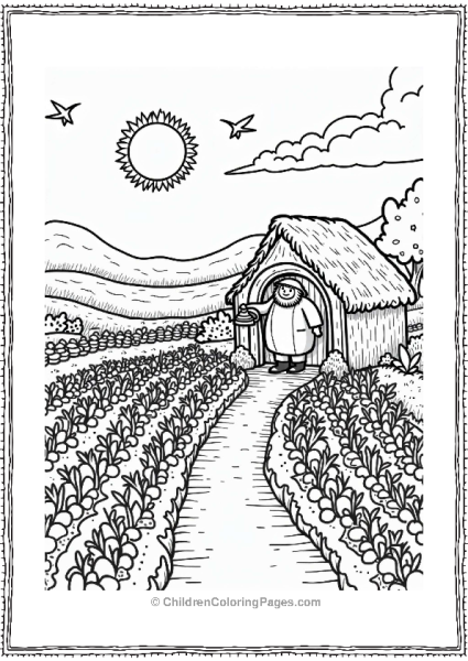 Lord Of The Rings Hobbit Garden With Vegetables And Birds Free PDF Printable