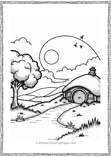 Lord Of The Rings Hobbiton At Sunset Free PDF Printable