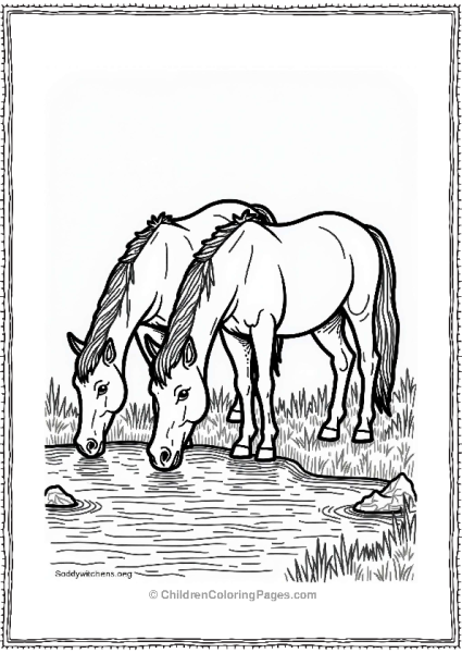 Lord Of The Rings Horses Drinking From A Stream Free PDF Printable