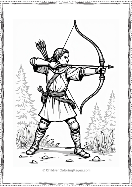 Lord Of The Rings Legolas Aiming His Bow In The Forest Free PDF Printable