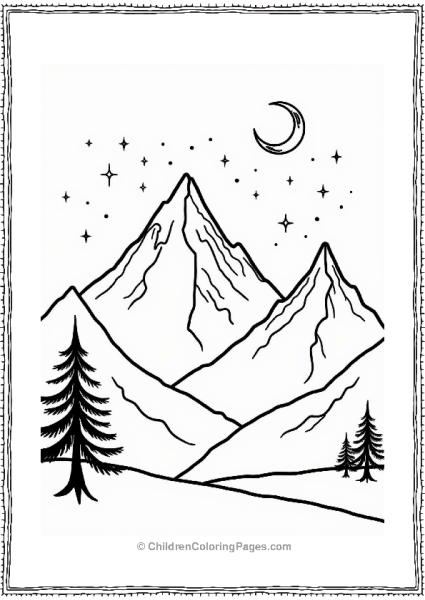 Lord Of The Rings Mountain Peaks Under A Crescent Moon Free PDF Printable