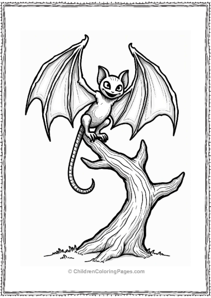 Lord Of The Rings Sinister Bat Creature Above Gnarled Branch Free PDF Printable