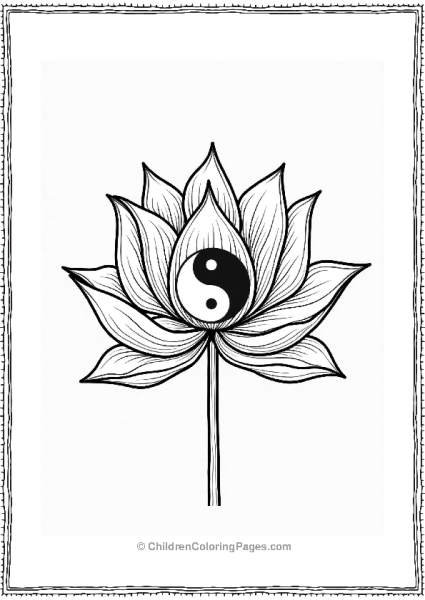 Lotus Flower With Yin Yang Free PDF Printable