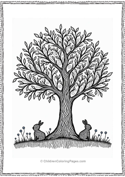 Magical Tree In A Zentangle Garden Free PDF Printable