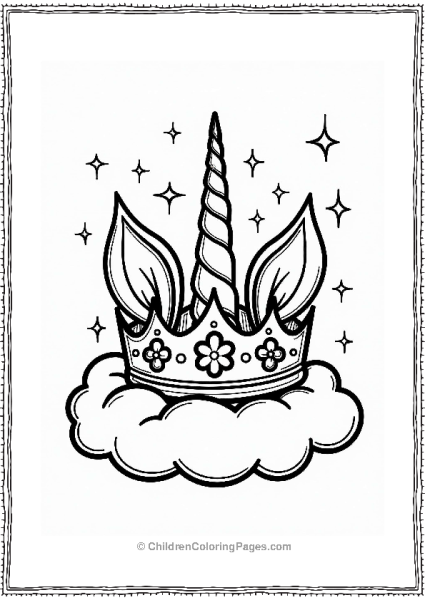 Majestic Unicorn Crown On A Cloud Free PDF Printable