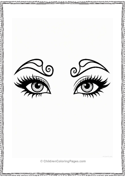 Makeup Theme Artistic Eyebrow Shapes Coloring Page Free PDF Printable