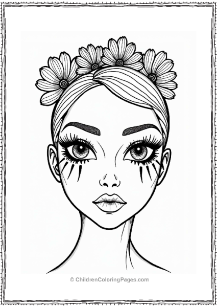 Makeup Theme Artistic Face With Abstract Eyeliner Designs Free PDF Printable