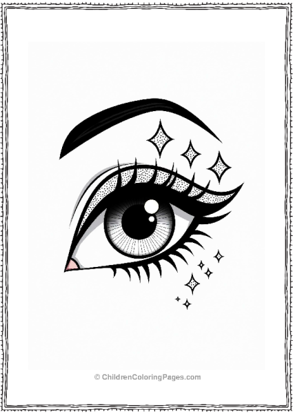 Makeup Theme Charming Glitter Eyeliner Illustration Free PDF Printable