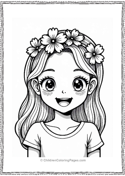 Makeup Theme Cheerful Girl With Flower Headband Free PDF Printable