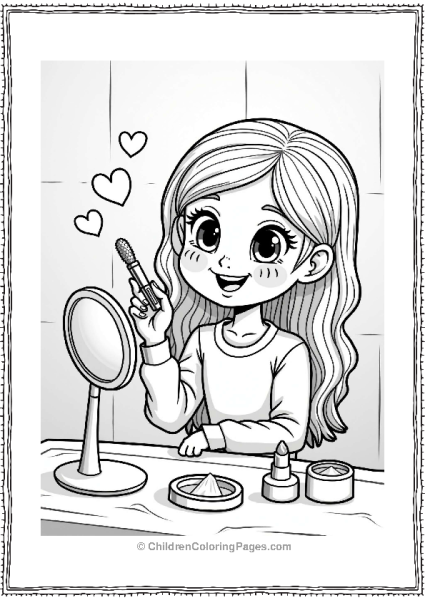 Makeup Theme Girl With Lipstick In Mirror Free PDF Printable