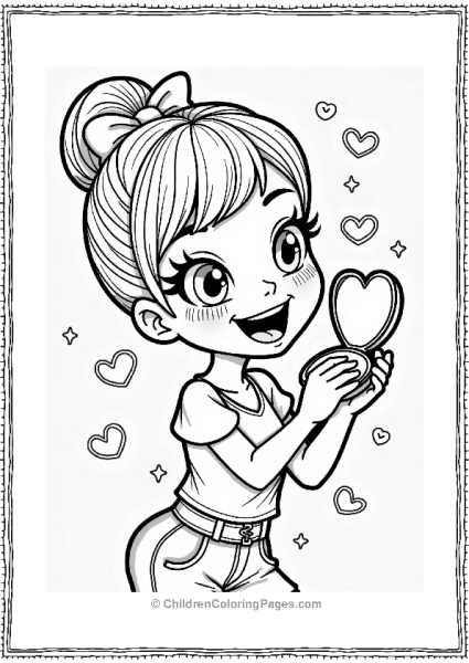 Makeup Theme Joyful Character With Compact Mirror Free PDF Printable