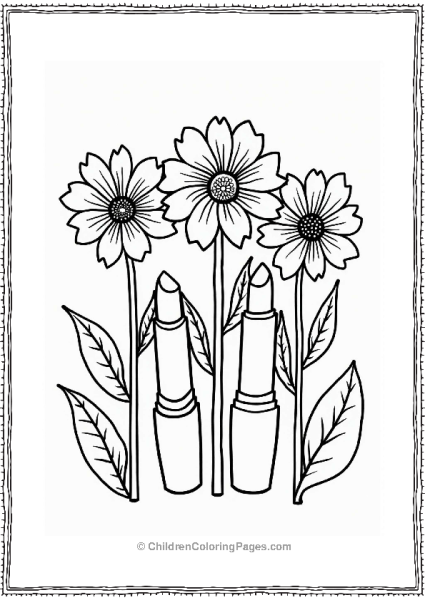 Makeup Theme Lipstick Flowers Design Free PDF Printable