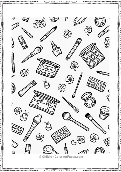 Makeup Theme Pattern For Coloring Free PDF Printable