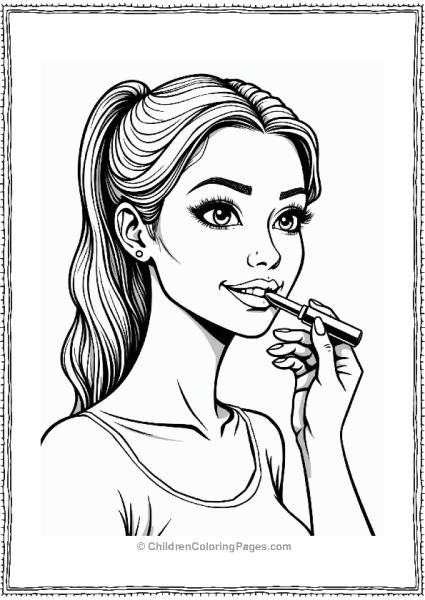 Makeup Theme Stylish Woman Applying Lip Gloss Free PDF Printable