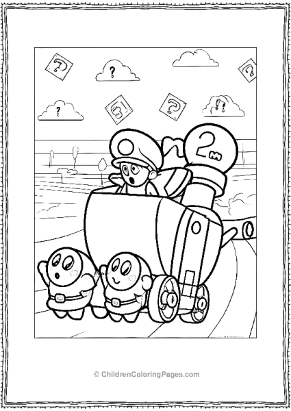 Mario Characters Driving Train Along With Shy Guy Free PDF Printable