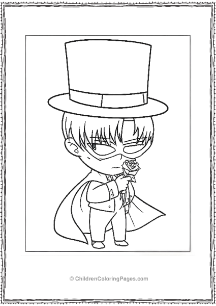 Masked Character With Top Hat And Sailor Moon Rose Free PDF Printable