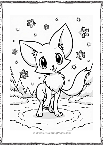 Mew Creating Snowflakes In A Winter Landscape Free PDF Printable