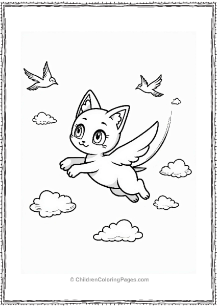 Mew Floating Among Clouds Free PDF Printable