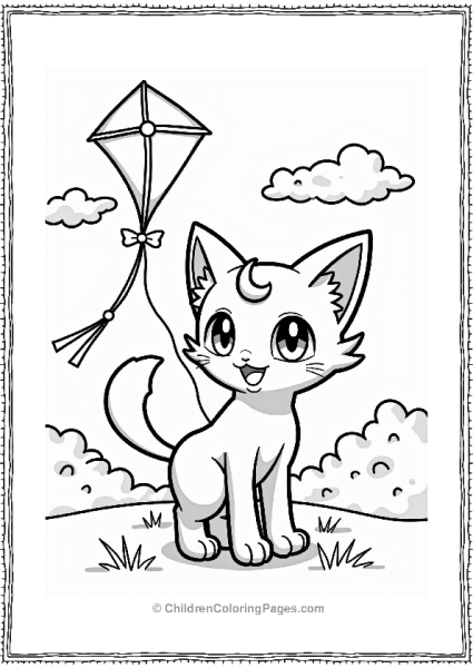 Mew Flying A Colorful Kite Free PDF Printable