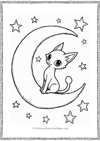 Mew Sitting On A Crescent Moon Free PDF Printable