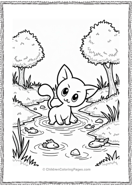 Mew Splashing In An Enchanted Stream Free PDF Printable