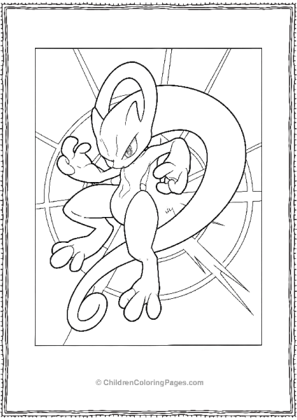 Mewtwo Pokemon With Long Tail And Big Hand Free PDF Printable