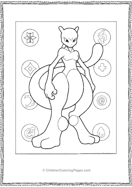 Mewtwo With Long Tail And Big Feet Free PDF Printable