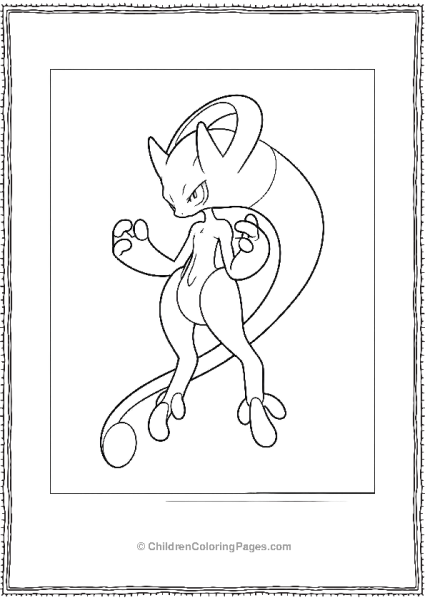 Mewtwo With Long Tail In A Fight Free PDF Printable