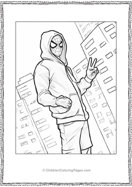 Miles Morales In Hoodie Making Peace Sign Free PDF Printable