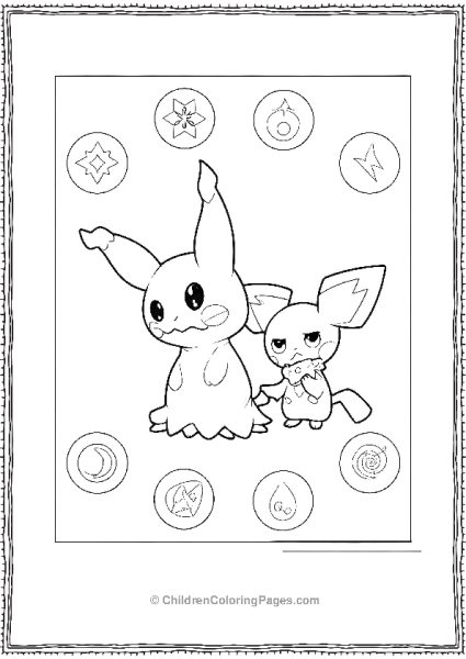 Mimikyu And Pichu In Black Back Free PDF Printable