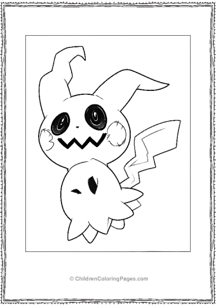 Mimikyu Cartoon With Black Eyes Free PDF Printable