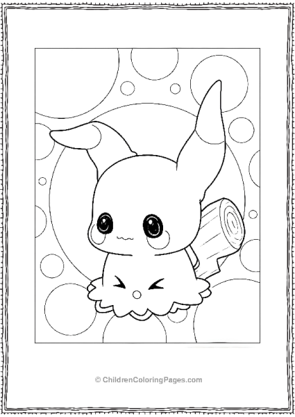 Mimikyu Holding A Log Black And White Free PDF Printable