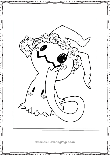 Mimikyu Wearing Flower Crown Free PDF Printable