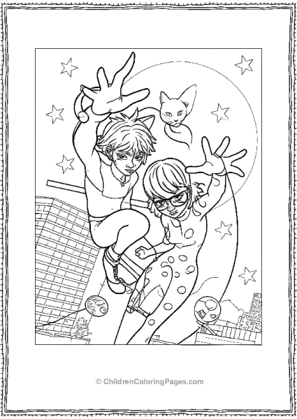Miraculous Ladybug Fighting With Cat Noir Free PDF Printable