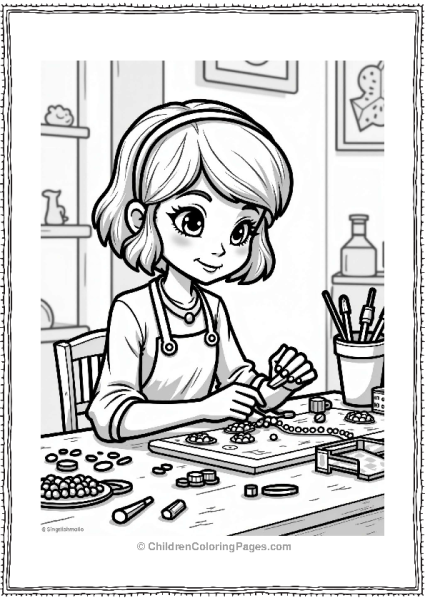 Miraculous Ladybug Marinette Creating Accessories At A Craft Table Free PDF Printable