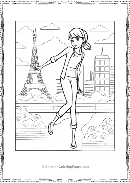 Miraculous Ladybug Posing In Paris Free PDF Printable