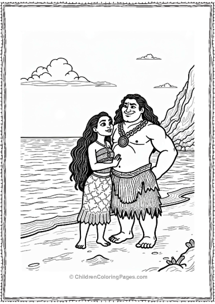 Moana And Chief Tui On The Shore Free PDF Printable