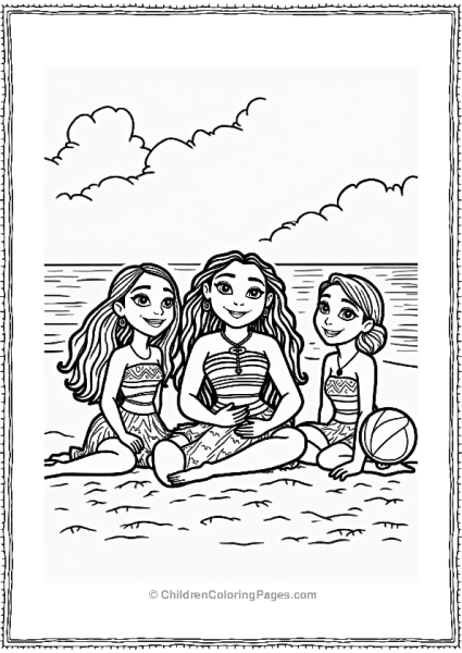 Moana And Friends On The Beach Free PDF Printable